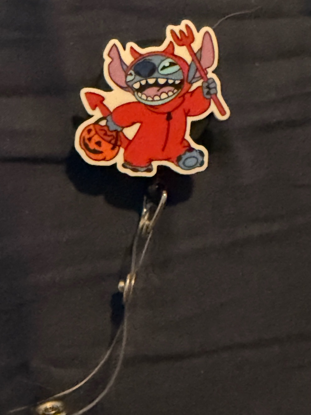 Stitch Red Devil Costume Badge Reel